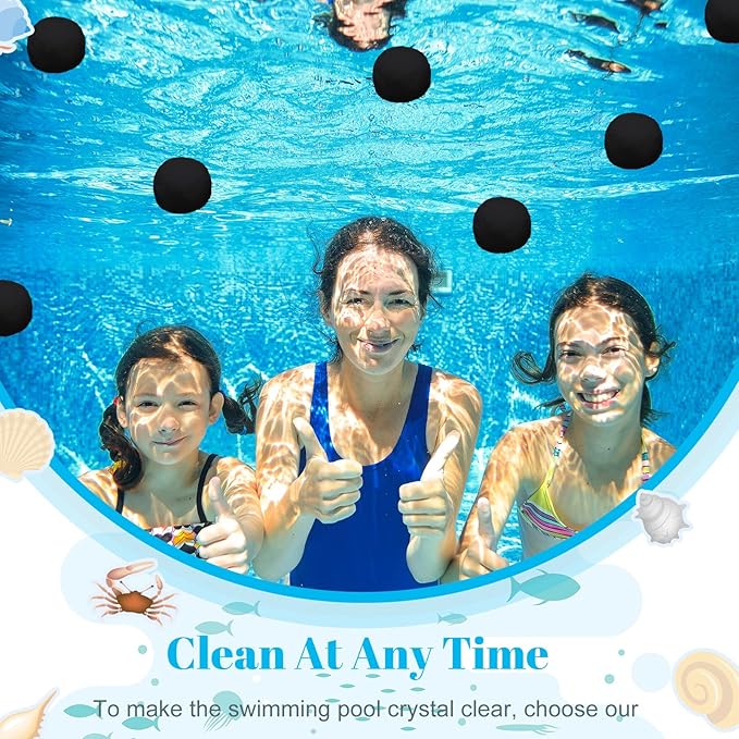 Zubebe Pool Filter Media Balls Fiber Filter Media for Swimming Pool Sand Filters and Bath Center Bathtubs Spas Aquarium and Grime Cleaning Scum (4.6 lbs, Black)