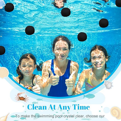 Zubebe Pool Filter Media Balls Fiber Filter Media for Swimming Pool Sand Filters and Bath Center Bathtubs Spas Aquarium and Grime Cleaning Scum (4.6 lbs, Black)