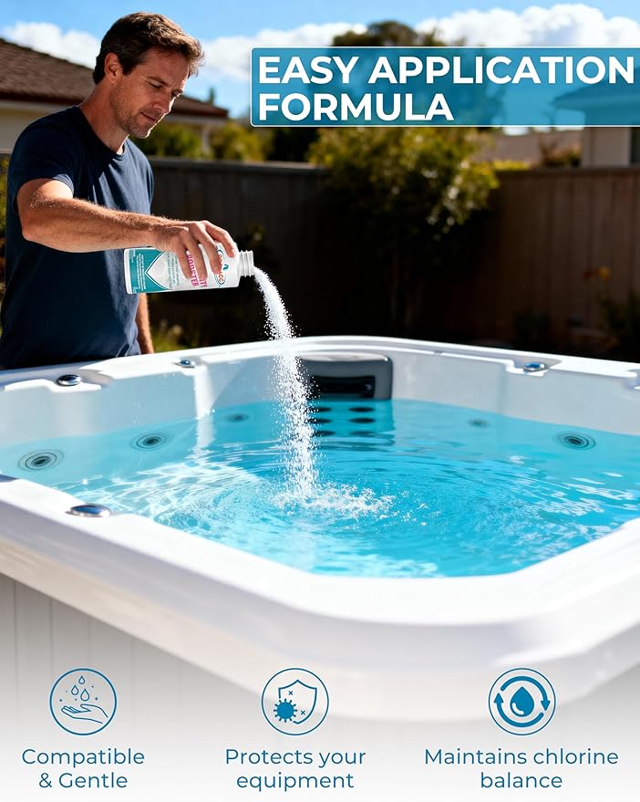 POOLACC Total Alkalinity Increaser for Hot Tub, Raises Alkalinity, Stabilizes pH Fluctuation, Keeps pH Balanced, Spa Maintenance Chemicals, 38oz