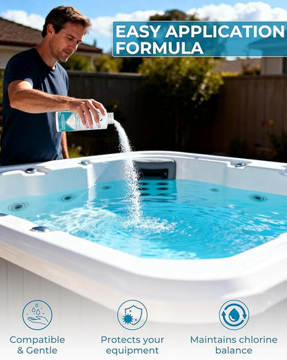 POOLACC Total Alkalinity Increaser for Hot Tub, Raises Alkalinity, Stabilizes pH Fluctuation, Keeps pH Balanced, Spa Maintenance Chemicals, 38oz
