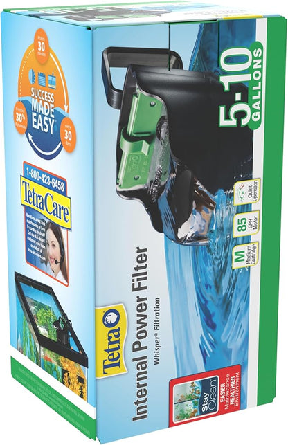 Tetra Whisper Internal Power Filter 5 To 10 Gallons, For aquariums, In-Tank Filtration, Black