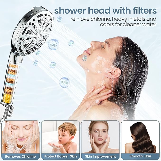 2 Pack Replacement Filters for FunnyAir Handheld Shower Head, 20 Stage Replacement Filters for Hard Water Remove Chlorine and Harmful Substances, Fit for All FunnyAir Filtered Shower Head
