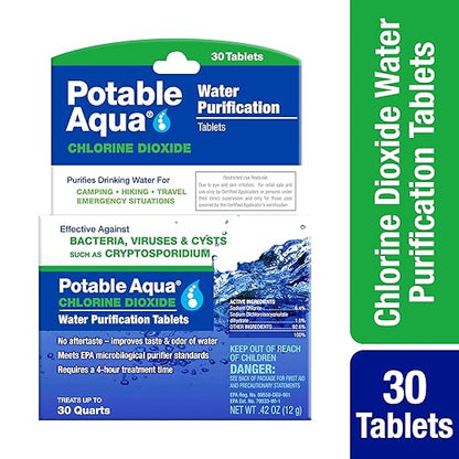 Potable Aqua Water Purification Tablets + Sawyer MINI Water Filtration System
