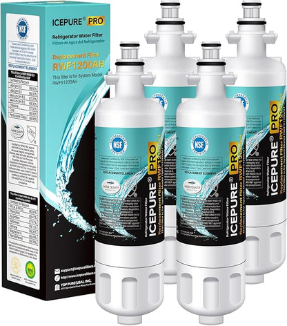 ICEPURE PRO ADQ36006101 NSF/ANSI 401 Certified Replacement for LG LT700P Kenmore Elite 46-9690 ADQ36006102 HDX FML-3 LFX28968S LFXS29626S RWF1200A Refrigerator Water Filter,4 PACK