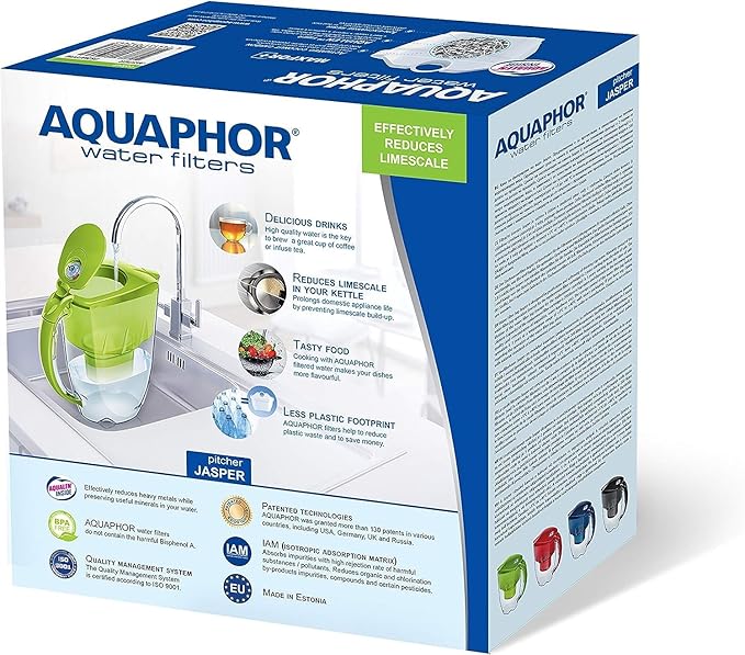 AQUAPHOR Jasper Water Filter Jug with 1x Maxfor+ 200litre Cartridge, Graphite Black, 2.8 litres Total Capacity