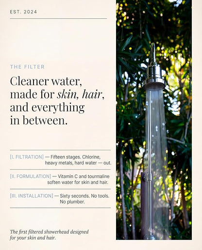 Filtered Shower Head for Hair & Skin – 15-Stage Filter Reduces Chlorine, Heavy Metals & Hard Water – High Pressure Showerhead – Water Softener for Hard Water For Dry Skin, Hair & Sensitive Scalp