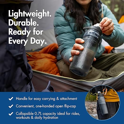 Katadyn BeFree AC 0.7L Filtering Water Bottle in Smoke, Two-Stage Hollow Fiber, Activated Carbon & Soft, Portable Design for Hiking, Cycling, Travel, Commuting & Everyday Hydration
