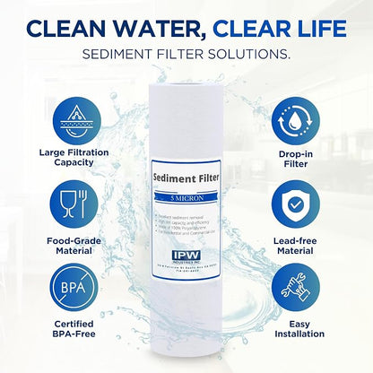 Complete 4-Pack RO Water Filter Replacement Kit for Krystal Pure KR10 System - Including Membrane RO Filter, Carbon Block Filters, and Polypropylene Sediment Filter