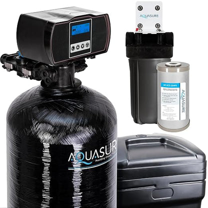 Aquasure Harmony Series 70,000 Grains Whole House Water Softener with Automatic Digital Metered Control Head | Fine Mesh Resin for Iron Removal, Reduces Hardness & Improves Water | for 4-6 bathrooms
