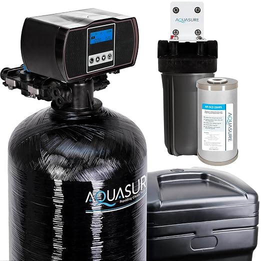 Aquasure Harmony Series 70,000 Grains Whole House Water Softener with Automatic Digital Metered Control Head | Fine Mesh Resin for Iron Removal, Reduces Hardness & Improves Water | for 4-6 bathrooms