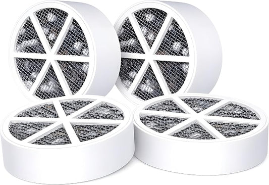 Crystal Quest Bath Ball Replacement Cartridge – Removes Chlorine, PFAS & Odors – Easy-to-Install Water Filter – Eco-Friendly, Durable & Skin-Safe – Built in the USA [4 Pack]