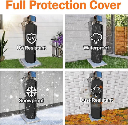 Water Softener Cover Outdoor, 3 Layers Insulation Water Softener Tank Jacket, Heavy Duty Outdoor Insulated Water Softener Tank Cover, Water Softener Covers for Outside Units, 9''D x 48''H- Black