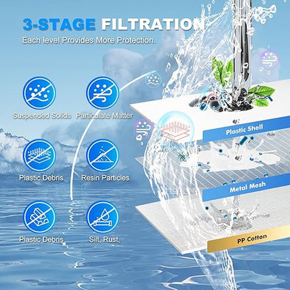 Purewell® K8680 Replacement Component PP Cotton Pre-Filter，3-Stage Portable Water Filtration,Survival Gear Purification for Drinking，Team Camping，Travel