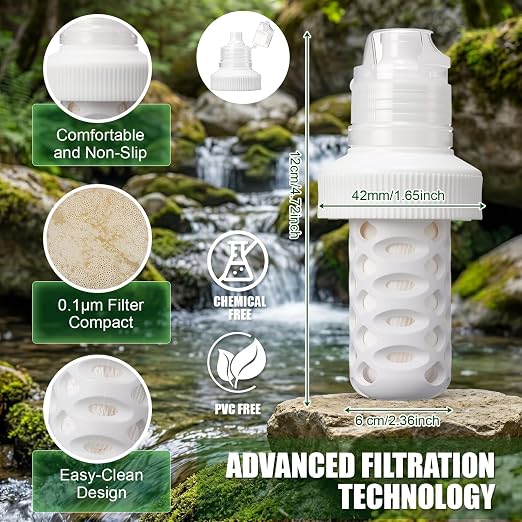 Amyhill 1 Pack Water Filter Cartridge Compatible with Katadyn Befree - 2L/min Open Flow 1000L Capacity 42mm Openings Wide-Mouth Bottle Filtration for Outdoor Hiking, Sports, Running & Cycling