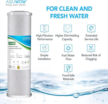 CTO20BB 5 Micron 4.5" x 20" Carbon Block Water Filter Set – Replacement Cartridges for Whole House and Under Sink Systems, Universal Standard Size (1, 20 x 4.5)