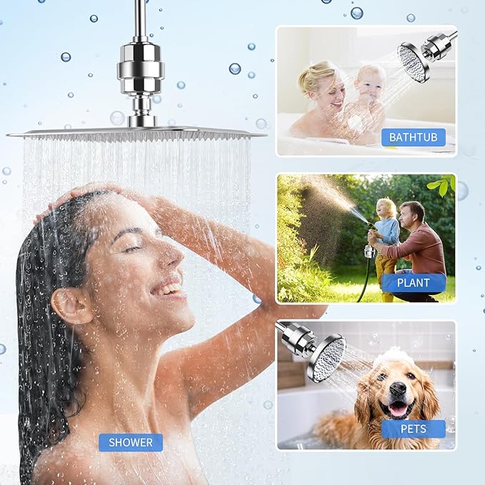 SR SUN RISE 20-Stages Shower Filter Replacement Cartridges - Universal Fit for Most Shower Head Filters, Reduces Chlorine & Chemicals, pH Balanced Water for Soft Skin & Healthy Hair（2-Pack）