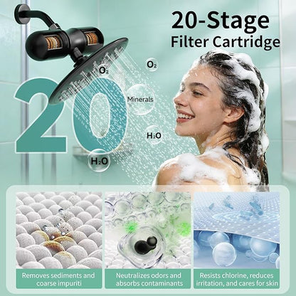 SR SUN RISE Duo Shower Filter – NSF Certified Shower Filter for Chlorine Reduction, Lead-Free, Easy Installation, High Flow, Nourish Hair & Skin, Matte Black
