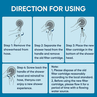 Cobbe 4 Pack Replacement Filters for Handheld Shower Head - Filters Over 99% Of Chlorine - Water Softener Filters Beads for Hard Water