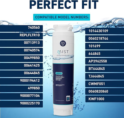 Mist Ultra Clarity Water Filter Replacement for Bosch, Refrigerator Water Filter compatible with 644845, 9000077104, 9000194412, Haier 0060820860, 0060218744, Miele KWF1000 (3 pack)