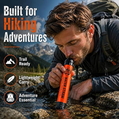 Water Filter Straw, 2PCS | Emergency Water Filter, 1500 Liters/396 Gallon, For Camping, For Hiking, For Survival