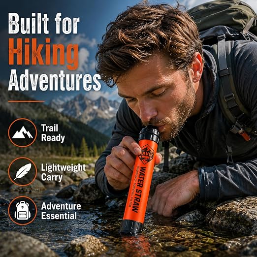 Water Filter Straw, 2PCS | Emergency Water Filter, 1500 Liters/396 Gallon, For Camping, For Hiking, For Survival