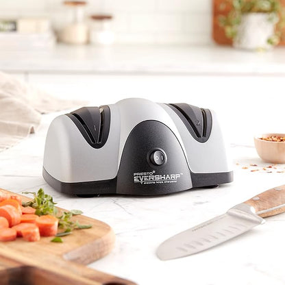 Presto 08800 EverSharp Electric Knife Sharpener, 2-Stage System, Silver/Black