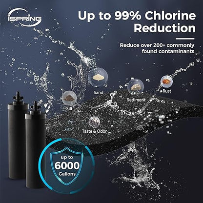 iSpring FDGF2 Activated Carbon Water Filter for iSpring DGF2 Gravity-fed Stainless Steel Countertop Water Filter System, Waterdrop® King Tank Series, and a Replacement for Berkey® BB9-2 Black Filter