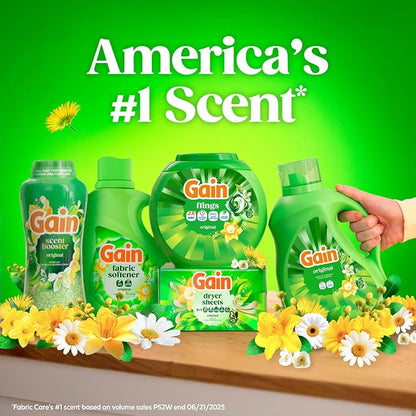 Gain, Liquid Laundry Fabric Softener, Laundry Conditioner, Long Lasting Scent, Softens, Freshness, Helps with Static & Wrinkles, Original Scent, 140 fl oz (Packaging May Vary)