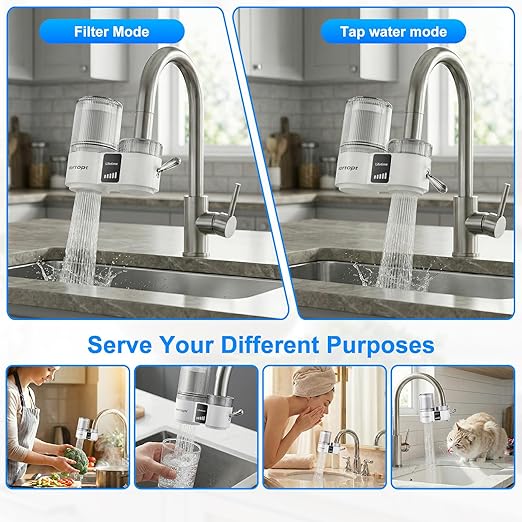 Vortopt Carbon Block Water Filter for Sink Faucet,NSF/ANSI 42 Certified Faucet Water Filter,with Display & 400 Gallon Capacity.