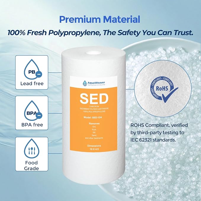 5 Micron 10" x 4.5" Whole House Sediment Home Water Filter Replacement Cartridge for RFC-BBSA, AP810, DGD-5005,AP817,RFC-BBSA, Culligan WH-HD200-C,HD-950A, SED-154, 2PACK