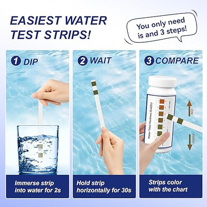 Water Hardness Test Kit,150 Strips-Double Color Pads,Hard Water Test Kit for Home,Drinking Water Tap Water Well Pool Spa Water Softener Quick Accurate Water Quality Testing Kit with Sample Tube