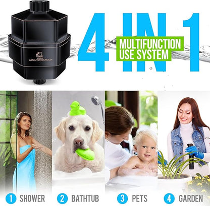 AquaHomeGroup 20 Stage Shower Filter - Reduces Chlorine, Heavy Metals and Sediment - Vitamin C and E - High Output - Universal Fit - Bronze Black
