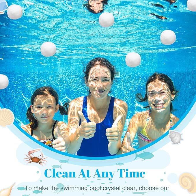 Zubebe Pool Filter Media Balls Fiber Filter Media for Swimming Pool Sand Filters and Bath Center Bathtubs Spas Aquarium and Grime Cleaning Scum (7.7 lbs, White)