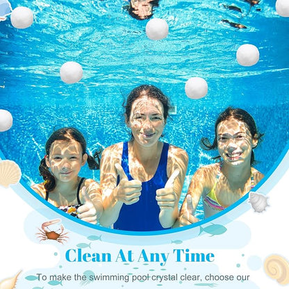 Zubebe Pool Filter Media Balls Fiber Filter Media for Swimming Pool Sand Filters and Bath Center Bathtubs Spas Aquarium and Grime Cleaning Scum (7.7 lbs, White)