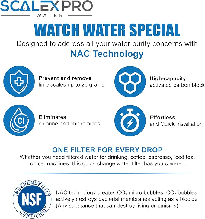 Special Filter 10in (SP 510-R) – Scale Prevention Cartridge – Removes Chlorine, Limescale, Odor – pH Balanced, No Sodium, No Phosphates – Coffee, Tea, Drinking Water Filter