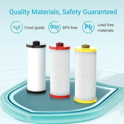Aquacrest WF52 Water Filter, Replacement for Aquasana® AQ-5300R, AQ-6300, AQ-C3-R 3-Stage Under Sink Water Filter, 500 Gallons, 3 Filters