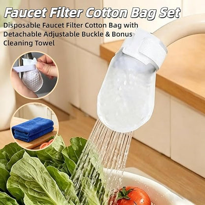 100Pcs Faucet Filter Cotton Bag, 2026 New Faucet Filter Bag for Filtering tap Water, Universal Faucet Filter Bags for Kitchen Sink, Bathroom Taps, Tap Water Purification Accessory