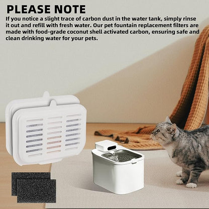 15-Pack Filter Unit Rect Set for PET-KIT Fits EVERSWEET MAX Cordless Water Fountain Filter Replacement for 105 fl oz/3L Automatic Cat Fountain, Replacement Filters & Foam Pump Filters