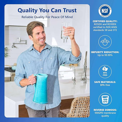 Express Water RODI10D Reverse Osmosis Deionization Water Filtration System – 6 Stage RO Water Filter with Faucet and Tank – Under Sink Water Filter – 100 GPD