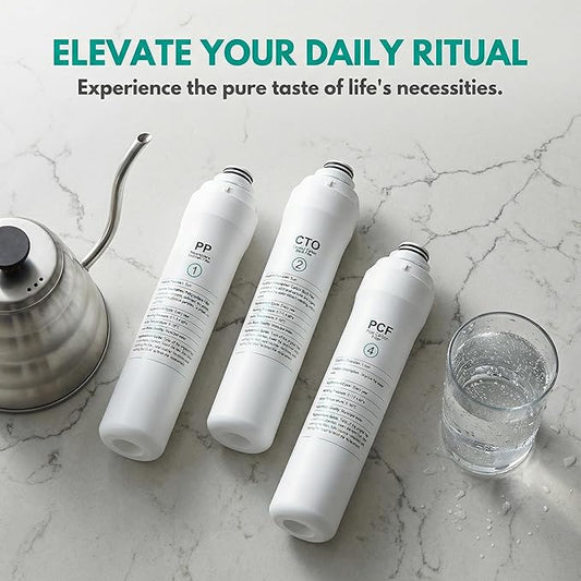 ROPOT 1 Year Replacement Filter Set Compatible with Bluevua RO100ROPOT RO100ROPOT-UV RO System (1 PP, 1 CTO, 1 PCF)