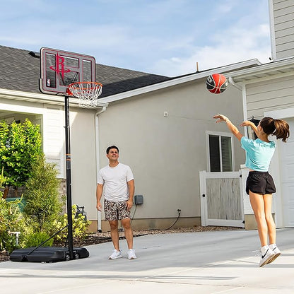 Lifetime NBA Houston Rockets Portable Basketball Hoop, Adjustable Height 7.5-10 Ft, 44 Inch Shatterproof Fusion Backboard, Base with Wheels
