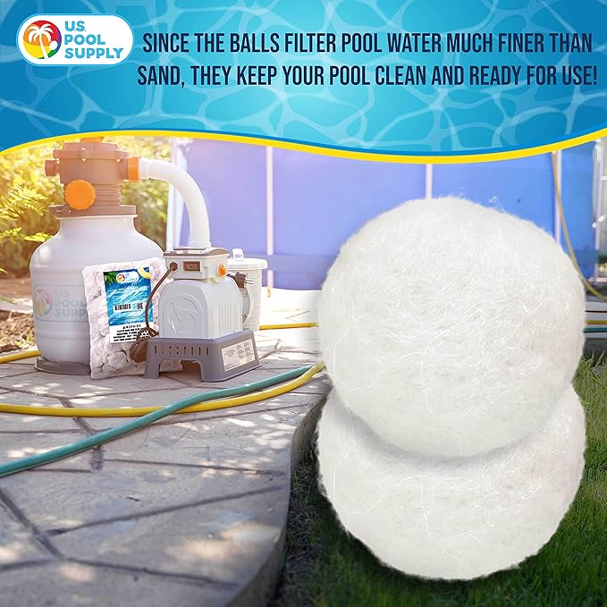 U.S. Pool Supply 3.0 lbs Pool Filter Balls - Eco-Friendly Fiber Filter Media for Swimming Pool Sand Filters (Equals 100 lbs Pool Filter Sand) - Higher & More Efficient Filtration Sand Replacement
