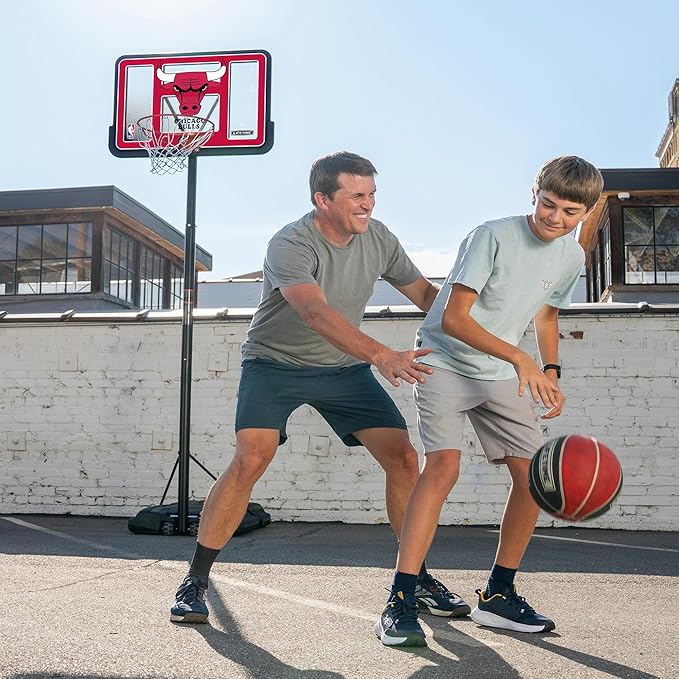 Lifetime NBA Chicago Bulls Portable Basketball Hoop, Adjustable Height 7.5-10 Ft, 44 Inch Shatterproof Fusion Backboard, Base with Wheels