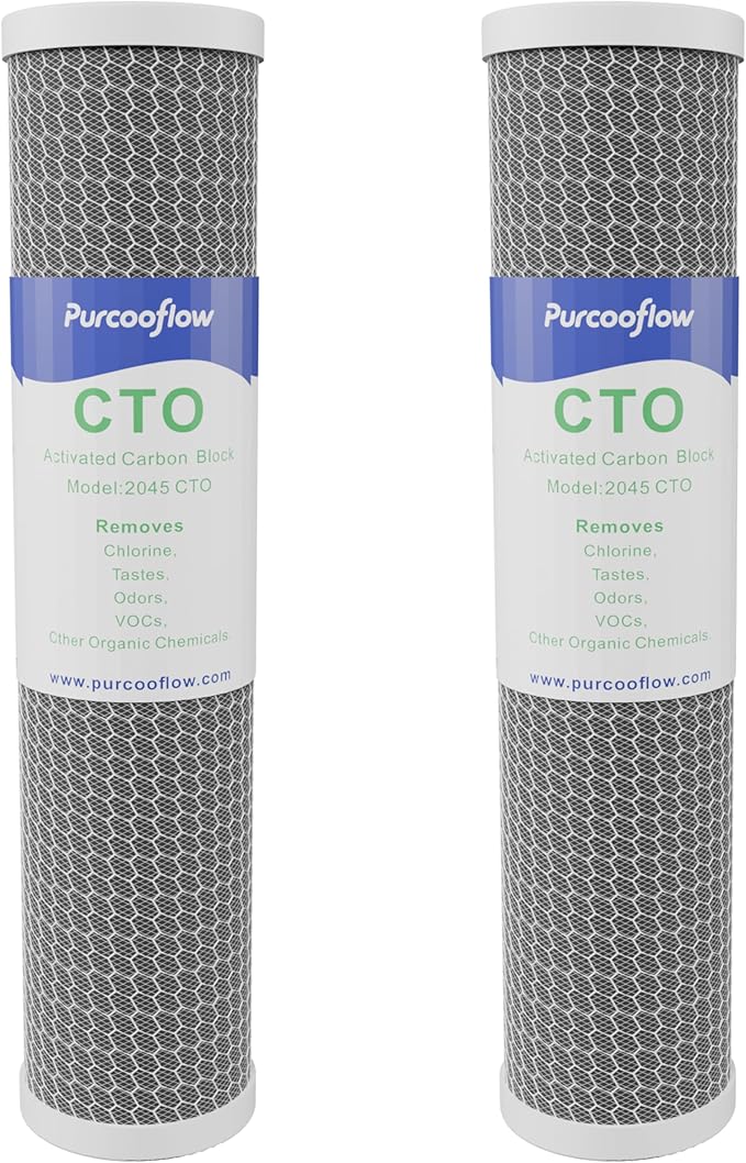 20x4.5 Inch CTO Carbon Block Water Filter, Whole House Coconut Shell Replacement Cartridge, Reduces Chlorine, Taste & Odor, 5 Micron, Fits Standard 20" Housings