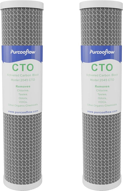 20x4.5 Inch CTO Carbon Block Water Filter, Whole House Coconut Shell Replacement Cartridge, Reduces Chlorine, Taste & Odor, 5 Micron, Fits Standard 20" Housings