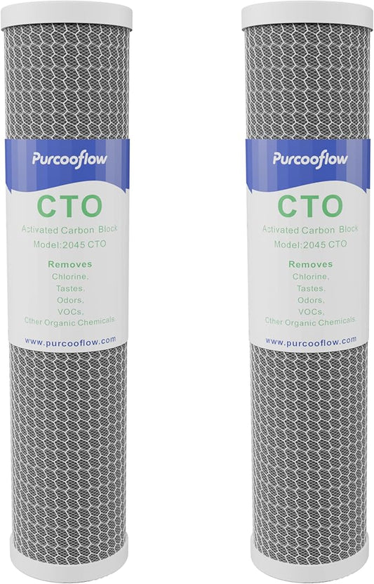 20x4.5 Inch CTO Carbon Block Water Filter, Whole House Coconut Shell Replacement Cartridge, Reduces Chlorine, Taste & Odor, 5 Micron, Fits Standard 20" Housings
