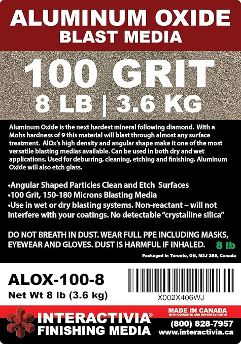 #100 Aluminum Oxide - 8 LBS - Medium Sand Blasting Abrasive Media for Blasting Cabinet and Blasting Guns.