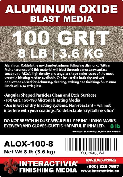#100 Aluminum Oxide - 8 LBS - Medium Sand Blasting Abrasive Media for Blasting Cabinet and Blasting Guns.