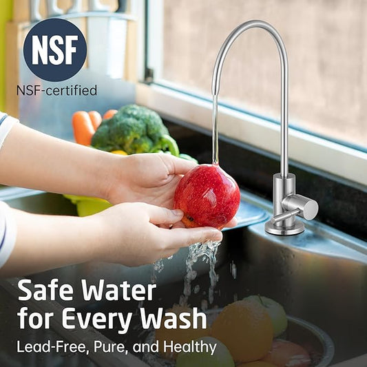 KES Drinking Water Faucet, Water Filter Reverse Osmosis Faucet for Kitchen Sink RO Faucets for Reverse Osmosis Systems 18/8 Stainless Steel Brushed Finish, Z504CLFF18-BS