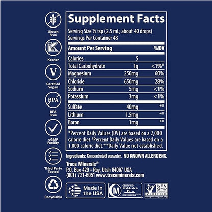 Trace Minerals ConcenTrace Trace Mineral Drops | Supports Energy, Digestion, Bone Health & Hydration, 70+ Ionic w/Magnesium, Chloride & Potassium | Keto, Vegan & Non-GMO | 48 Servings